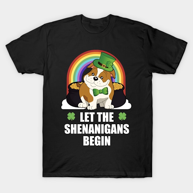 Bulldog Dog Shenanigans Funny St Patricks Day T-Shirt by TheBeardComic